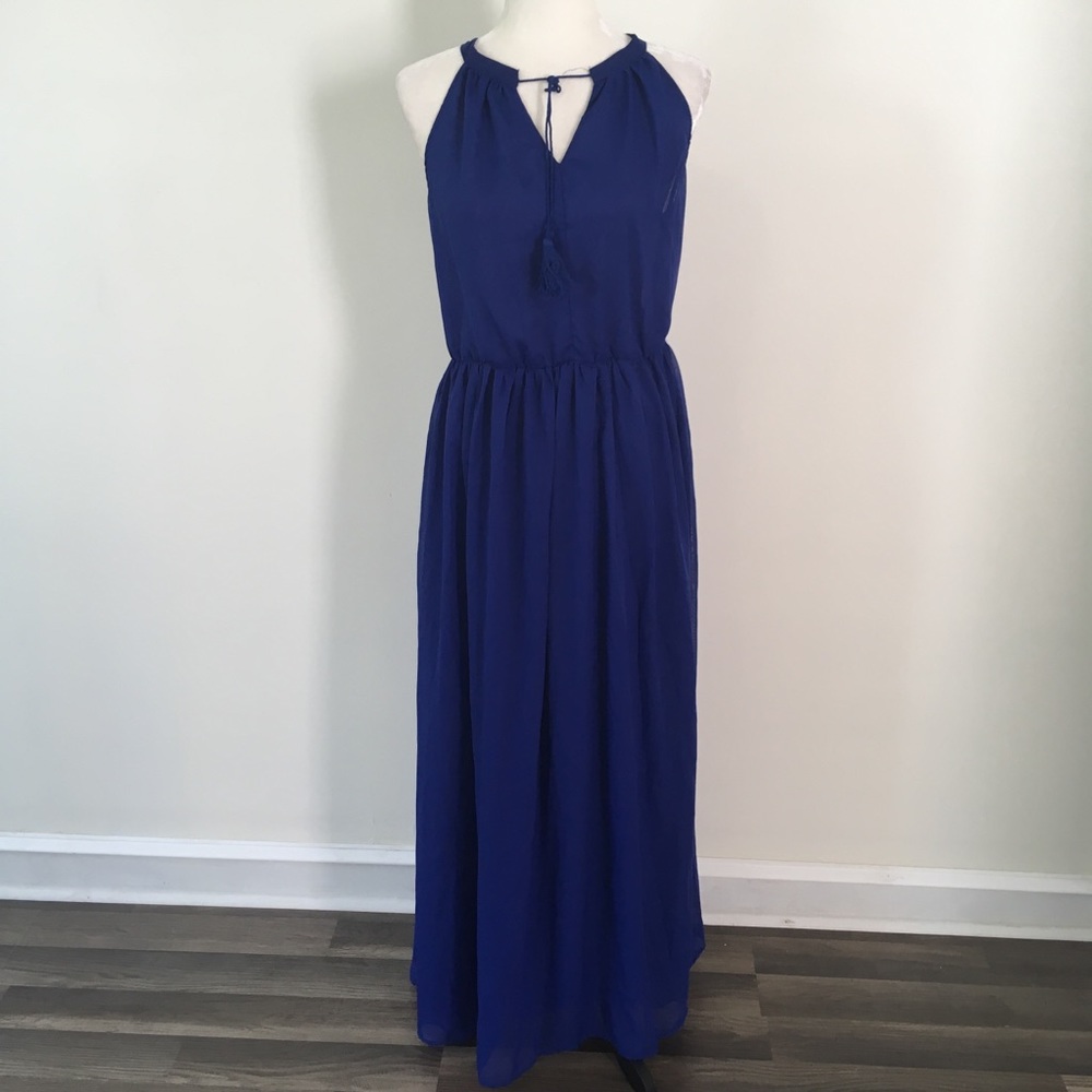 Royal Blue Chiffon Maxi Dress
